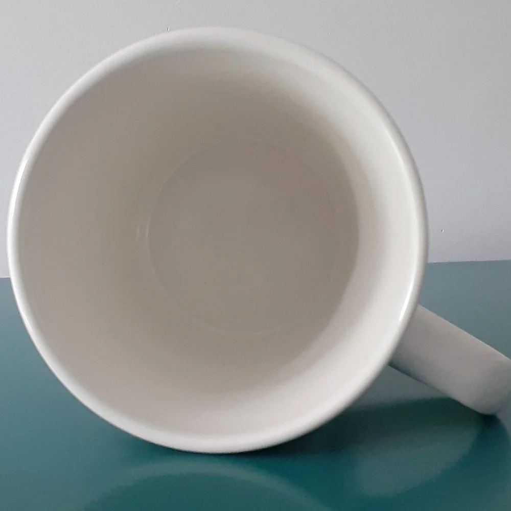 Williams Sonoma PEACE Winter Greenery Foliage 14 oz White Mug